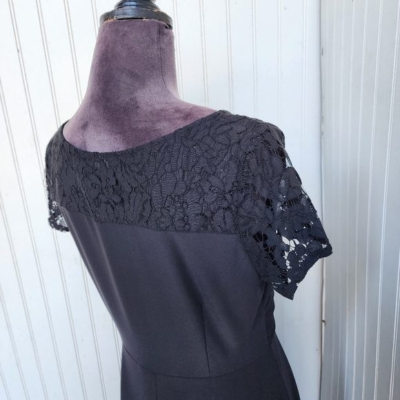 Perceptions New York Dress Lace Black Lace Short Sleeves Womens Stretch Sz M - Picture 7 of 14